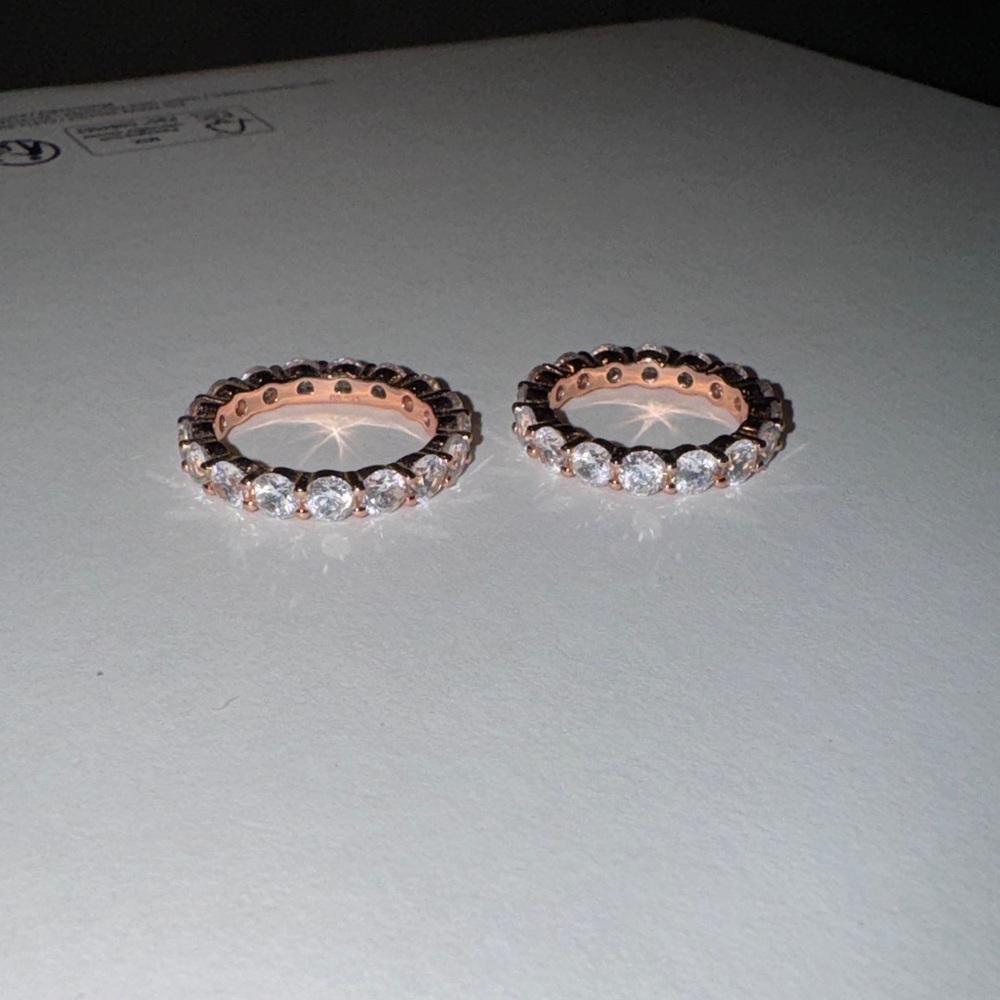 Moissanite Rose Gold Stackable Rings - Picture 5 of 6